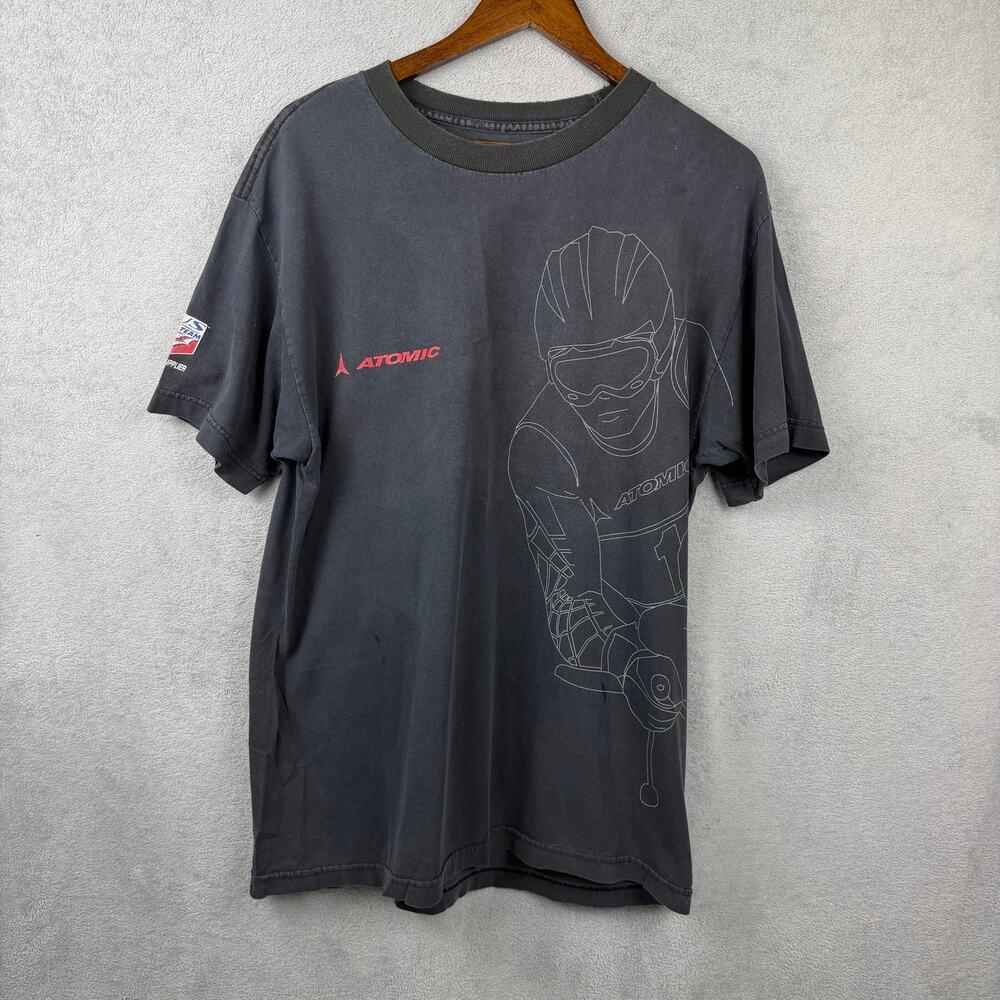 Vintage Atomic Ski Snowboard T Shirt Mens Large Graphic Logo Tee Black Official